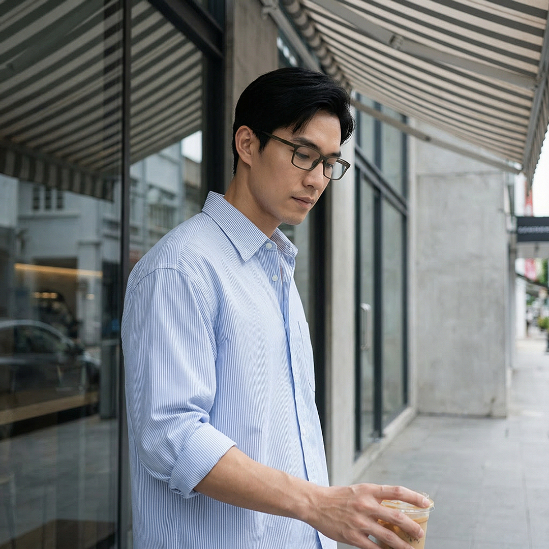 OWNDAYS | MOVE Matte Khaki Full Rim Rectangle left side